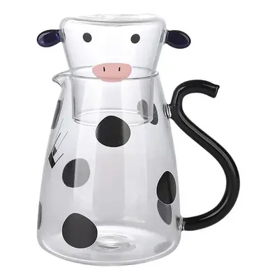 (1800ml) 500/1800ml Glass Cow Cold Kettle Set Transparent Bedside Night Water Carafe With Cup Cu