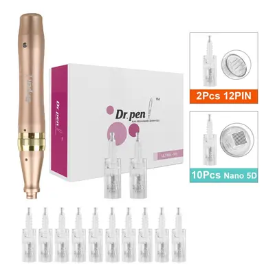 (M5W+10Pcs Nano 5D) Dr.pen M5w Rechargeable Microneedling Pen Anti-wrinkle Acne Scar Removal Der