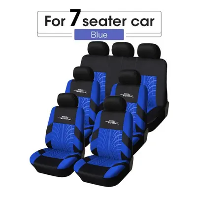 (blue) Seater Track Detail Style Car Seat Covers Set Polyester Fabric Universal Fits Most Cars C