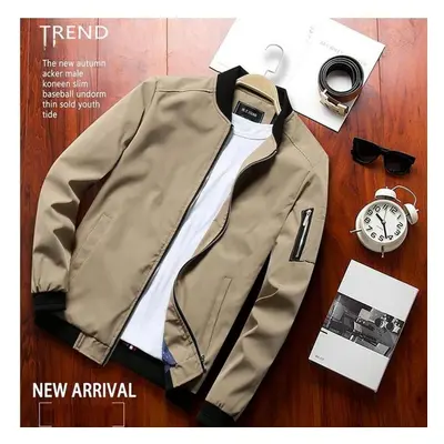 (khaki, M) M-8xl New Men&apos;s Large Size Jacket Thin Section Slim Fashion Casual Jacket Spring