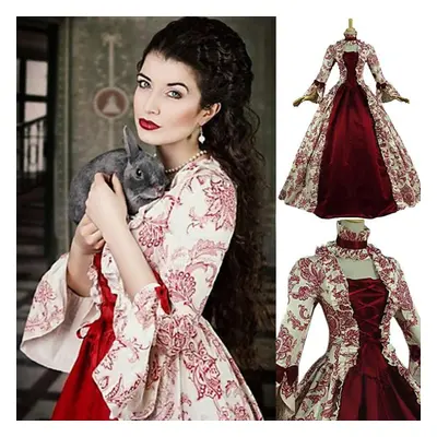 (red, L) Victorian Dress Ball Gown For Women Vintage Medieval Dress Renaissance Costume