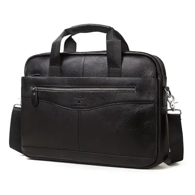 (black) Humerpaul Bag Men&apos;s Genuine Leather Briefcase For 14&apos;&apos; Laptop Top Quality