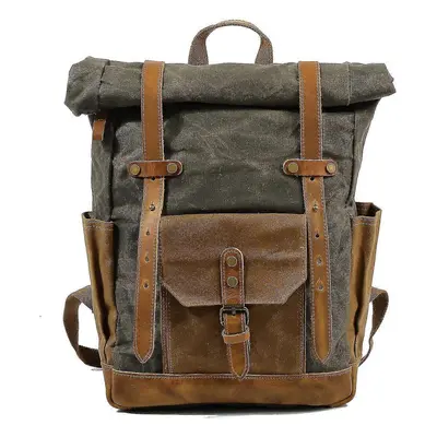 (Military Green Grey Green) Fashion Laptop Daypack Waterproof School Bag Outdoor Travel Rucksack