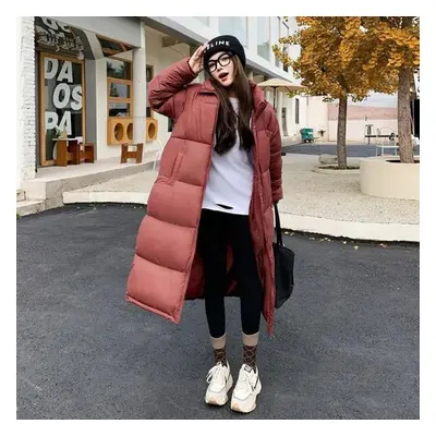 (wine red, S) Winter Long Parkas Jacket Women Casual Thick Down Cotton Puffer Coat Windproof War