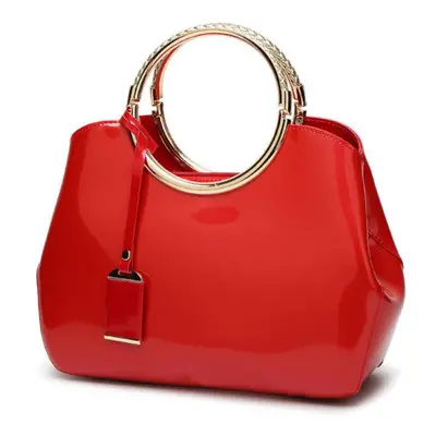 (red, 28cm*10.5cm*22cm) Scione Glossy Patent Leather Shoulder Bag New Women&apos;s Bag Shiny Han