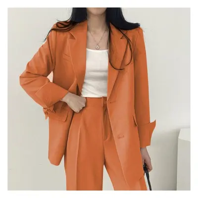 (orange, XXL) Fall Fashion Long Sleeve Blazer Pant Sets Blazers Women Casual Womens Piece Outfit