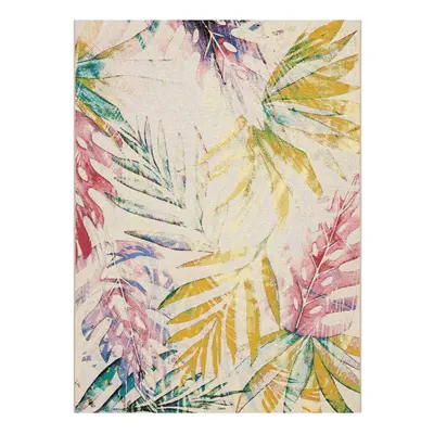 (Distressed Palm Leaves, 120x170 cm) 3D Tropical Floral Outdoor Indoor Flatweave rugs Multi Colo