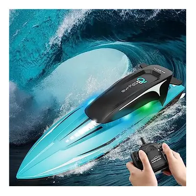 Remote Control Boat 2.4GHz RC Boat 25KM/H High Speed RC Racing Boat with Lights Batteries Anti-C