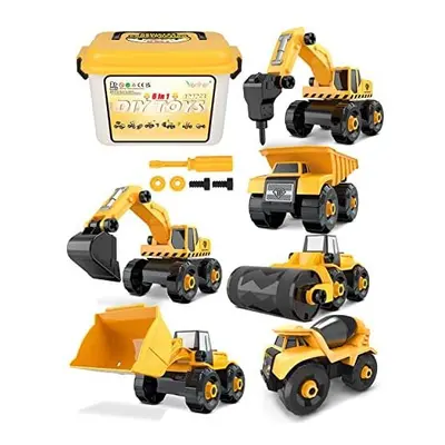 Vanplay Take-Apart Construction Vehicles Excavators Truck Toy with Storage Box, in DIY Building 