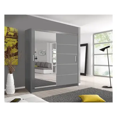 (Grey, 203cm) Lyon Sliding Mirror Wardrobe in size and color