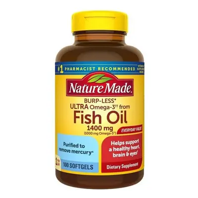 Nature Made Fish Oil Burp-Less Ultra Omega 1400 mg One Per Day, Softgels, Fish Oil Omega Supplem