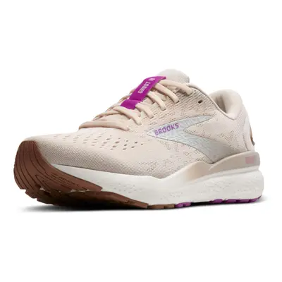 Brooks Womens Ghost Neutral Running Shoe - Almond Peach/Coconut/Purple - 7.5 Medium