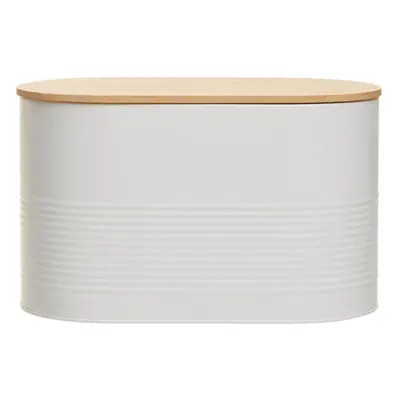 Stylish Design White Bread Bin, Durable Bread Bin For Dining Table, Natural Bamboo Lid Bread Con