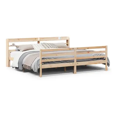 vidaXL Bed Frame with Headboard Bed Base Bedstead 200x200 cm Solid Wood Pine