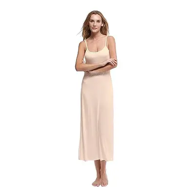 Papicutew Women's Long Full Cami Slip Dress Sleeveless Nightgowns (Nud