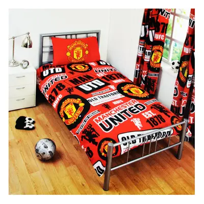 Manchester United Official Patch Single Duvet Set - Multi-colour - Football - duvet manchester s