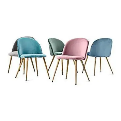 (Pink) MOF Velve Dining Chair wooden effect Metal Legs K3