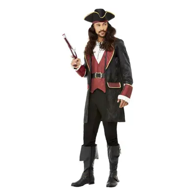 (M, Black/Red/White) Smiffys Mens Deluxe Swashbuckler Pirate Costume Set