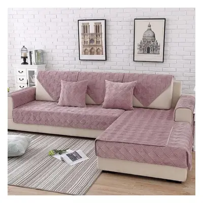 (pink, 90*240) Four Seasons Universal Short Plush Sofa Cushion New Thickened Non-slip Cover Clot