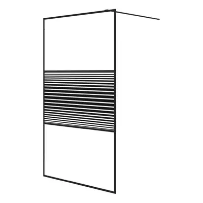 vidaXL Walk-in Shower Wall Black 115x195 cm Clear ESG Glass Shower Screen