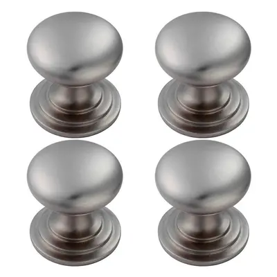 4x Victorian Round Cupboard Door Knob 32mm Dia Stainless Steel Cabinet Handle