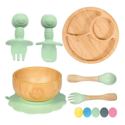 77 Star Bamboo Baby Weaning Set, Baby Suction Bowl, Suction Plate Baby, Spoon & Fork, Strong Det