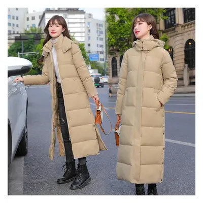 (khaki, L) Women Down Padded Jacket Winter Korean Version Of The Long Section Student Bf Loose P