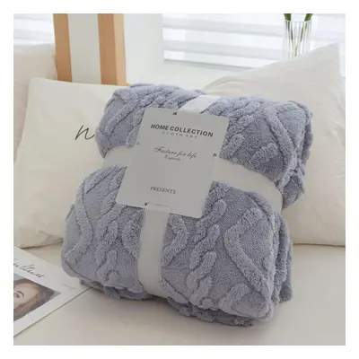 (blue, 200*230cm) Coral Fleece Simple Blanket Nordic Style Floral Gauze Air Conditioning Quilt S