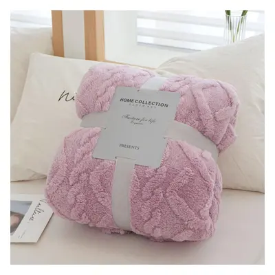 (light purple, 200*230cm) Coral Fleece Simple Blanket Nordic Style Floral Gauze Air Conditioning