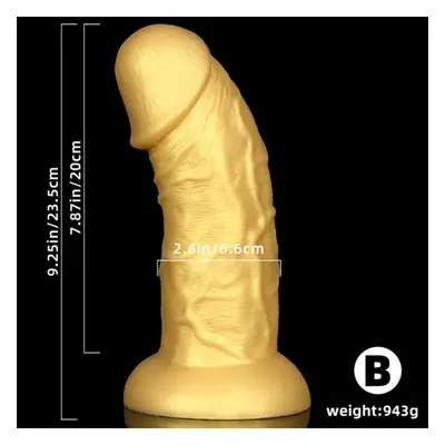 (gold, B) Female Golden Eggless Large Dildo Anal Plug Rear Fisting Development Expansion Super T