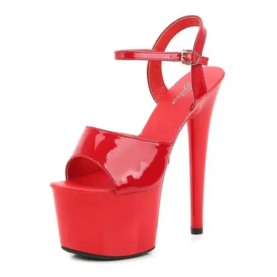 (red, 40) Walking Show Artifact Model High-heeled Shoes Sandals Thin-heeled 13-17cm Sexy Black P