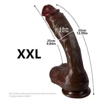 (XXL) Super Size Black Skin Tyrannosaurus Artificial Phallus Female Dildo Liquid Silicone Penis 