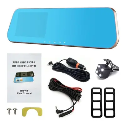 (black, driving recorder) 4.5 Inch Car Dvr Mirror Rearview Camera Recorder 720/1080p Hd Dash Cam