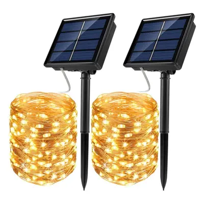 (yellow, 2Pack-5M 50LED) Led Outdoor Solar String Lights Fairy Holiday Christmas For Christmas, 