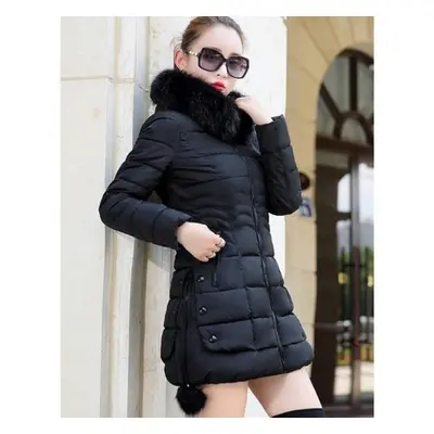 (black, XS) Winter Cotton Padded Clothes Long Body Repair Hooded Down Coat Women Padded Jacket T