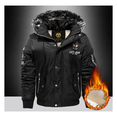 (black, XXL) Outdoor Casual Down & Parkas Coat Oversize Plus Velvet Thick Keep Warm Winter Men&a