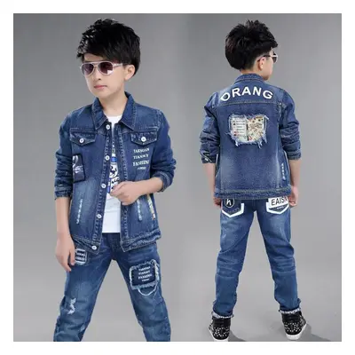 (blue, 160cm) Kids Boys Fashion Casual Spring Autumn Long Sleeve Denim Coat Jacket Jeans Denim P