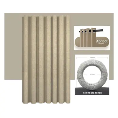 (apricot, W220xH200cm) Imitation Linen Shower Curtain With Big Rings Bathroom Waterproof Thick F