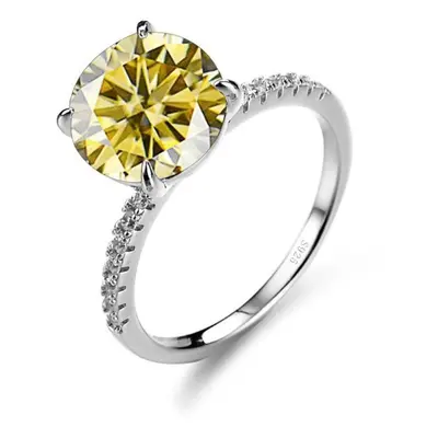 (yellow, 4.75) Bagueringen S925 Sterling Silver Jewelry Large Carat D Color Moissanite Diamond C