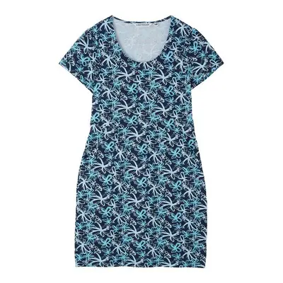 (20, Navy Floral) LightHouse Women's Lydia Dress - Ladies Cotton Stretch Scoop Neck Casual Dress