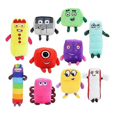 (10pcs) New cartoon digital building blocks plush doll toys educational digital building blocks 