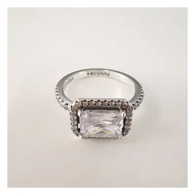 (54) Pandora Rectangular Sparkling Halo Ring