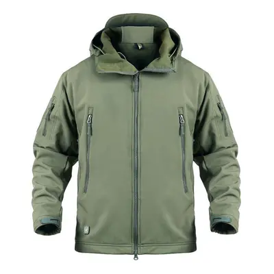 (army green, M) Soft Shell Waterproof Military Jacket Men Winter Warm Outdoor Hiking Hooded Camo