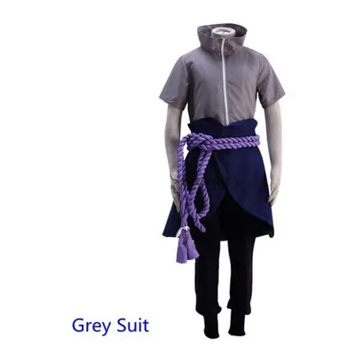 (grey, XL) Anime Uchiha Sasuke Cosplay Costume Uniform Halloween Carnival Party Costumes