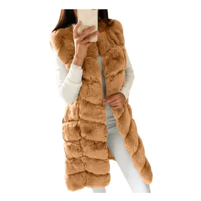 (camel, XL) Fashion Womens Fall And Winter Faux Gilet Vest Sleeveless Waistcoat Body Warmer Jack