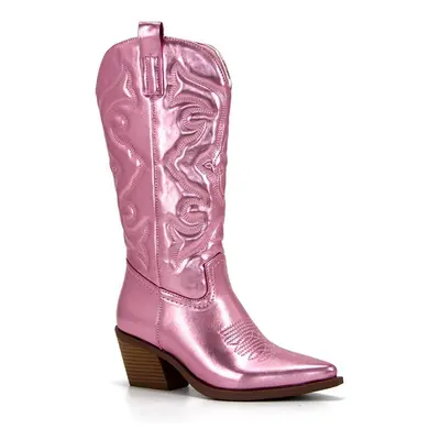 (pink, 36) Pink Cowboy Cowgirl Woman Boots For Women Western Zip Embroidered Pointed With High H