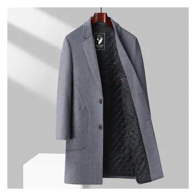 (grey, L) Men&apos;s Red Spring Winter Wool Woollen Long Trench Coat Windbreaker Jacket For Men 