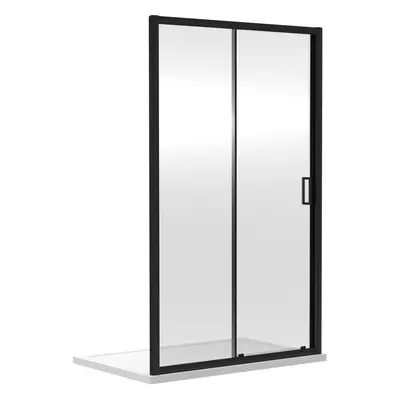 6mm Toughened Safety Glass Reversible Sliding Shower Door - 1200mm - Black