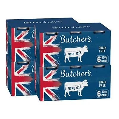 BUTCHER'S Wet Dog Food Tin Cans Grain Free Tripe Mix 9.6kg (24 x 400g)