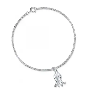 Glenna Jewellery Scottish Pretty Bluebell Floral Flower Sterling Silver Bracelet Bangle